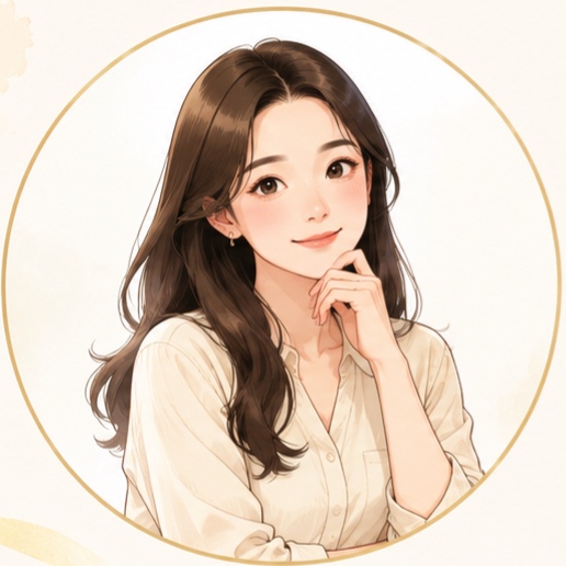 Tranh minh hoạ một người mẹ trẻ tóc dài, mặc áo sơ mi sáng màu, chống tay lên cằm và mỉm cười.